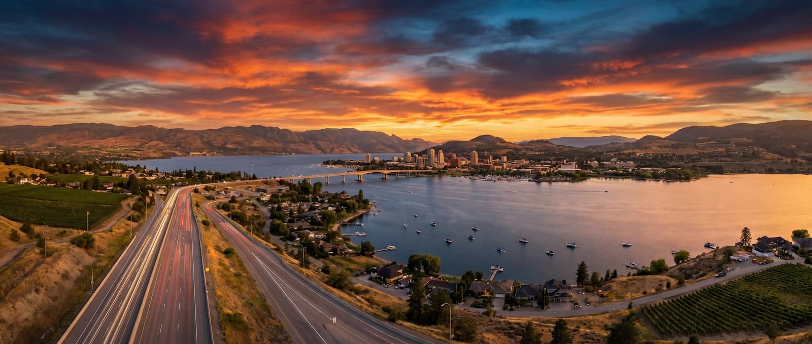 Sunset over Kelowna and the Okanagan