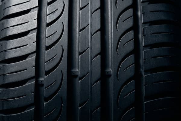 Close-up of healthy, deep tire tread